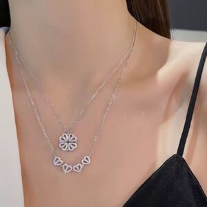 Elegant Silver Heart Necklace Set